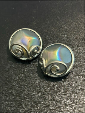 Women's Ben-Amun Clip-On Earrings Silver Iridescent faux Roman glass